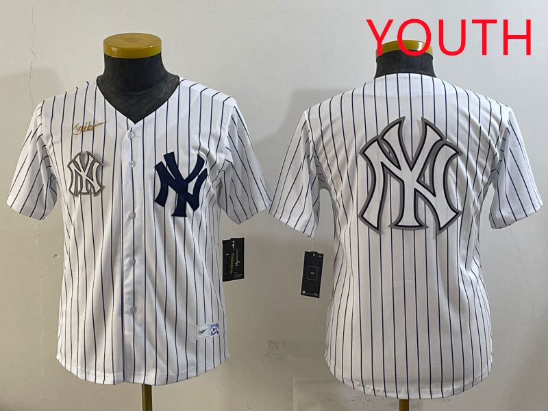 Youth 2025 New York Yankees Blank White Stripe Throwback Nike MLB Jersey style 21->youth mlb jersey->Youth Jersey